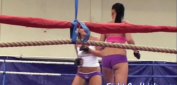  Glamour babes wrestle in the ring